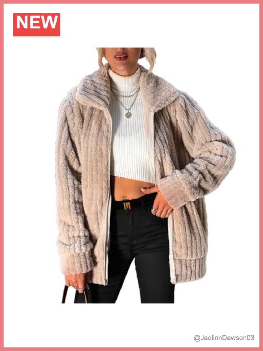 Women's Full Zip Fleece Jacket Lapel Collar Sherpa Coat Outerwear Pockets